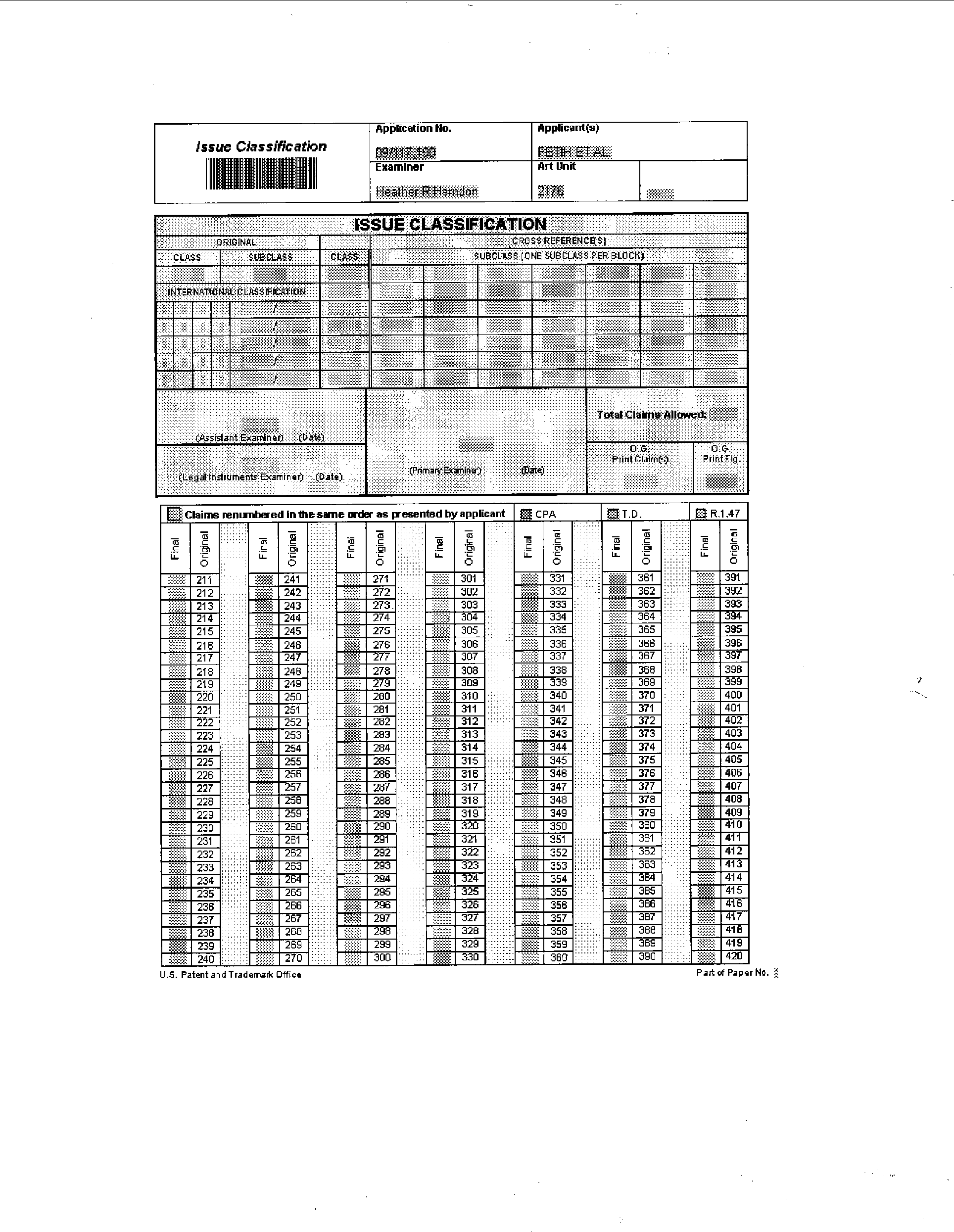 issue classification sheet