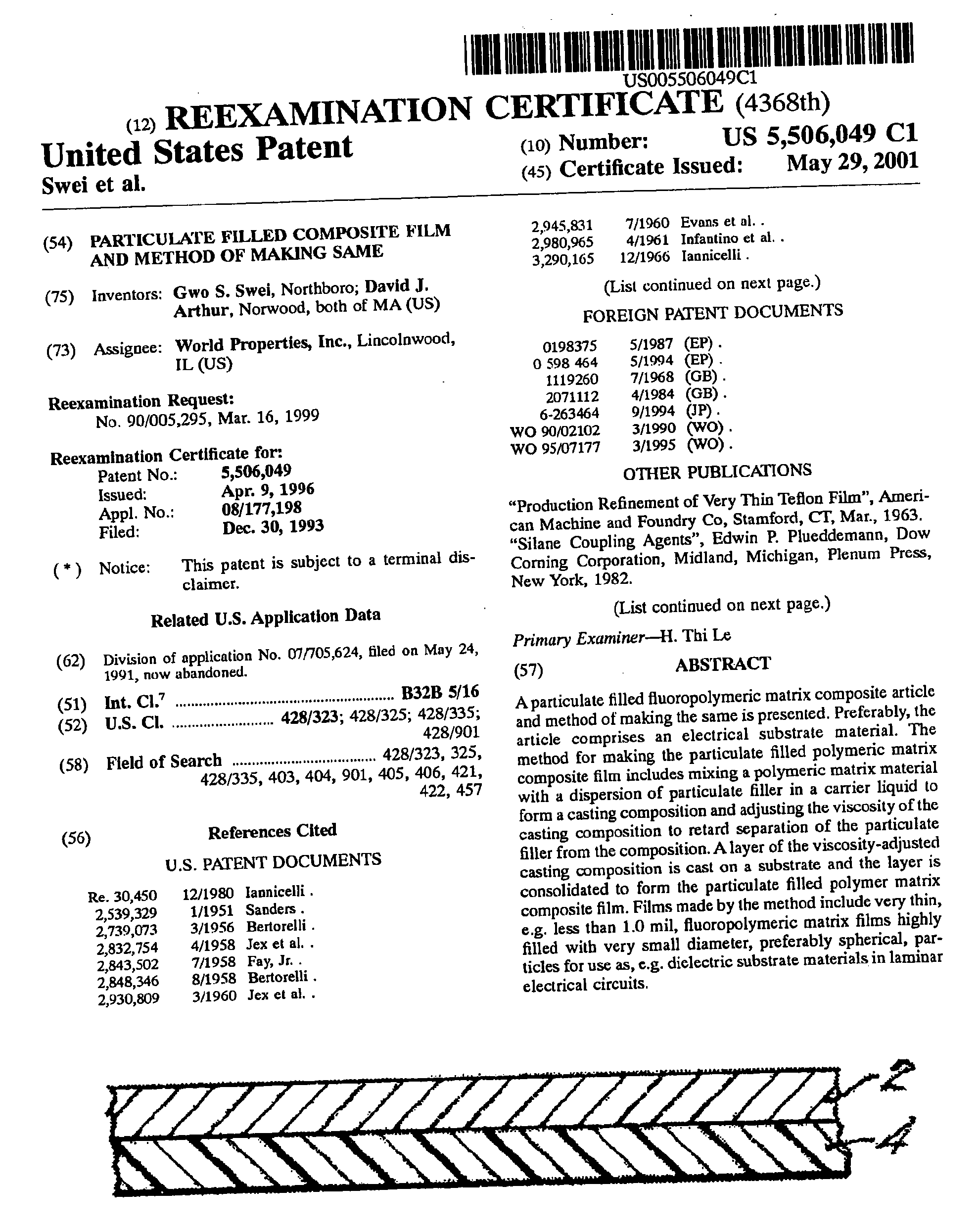 <b>Reexamination Certificate US 5,506,049 C1 [Page 1 of 3]</b>