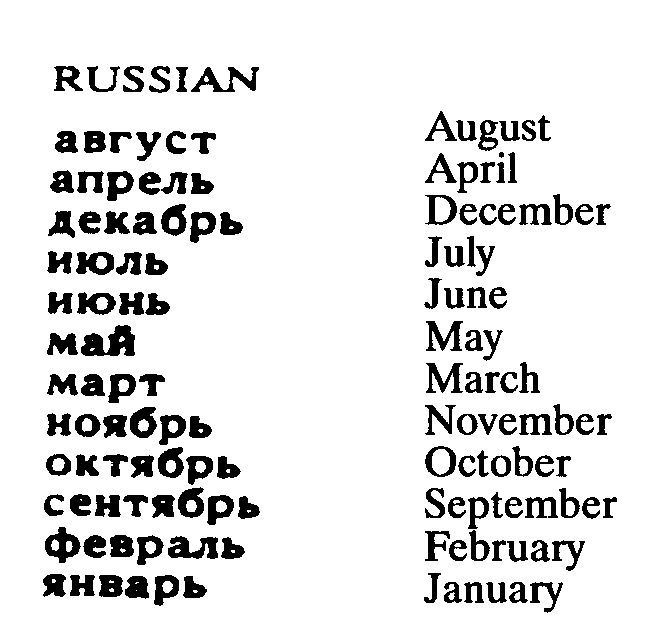 Month русском языке
